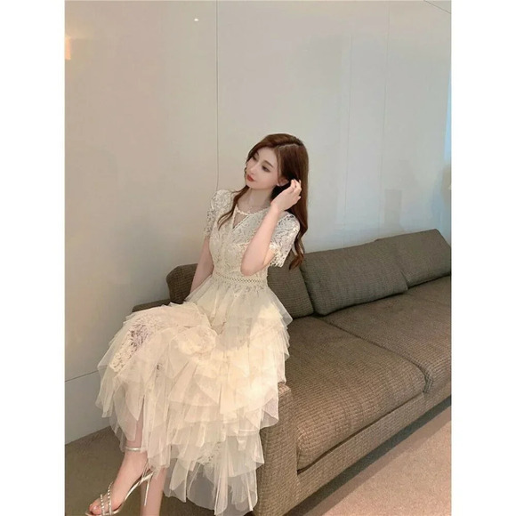 NWT Self-Portrait Inspired Ivory White Midi Dress - Picture 8 of 11